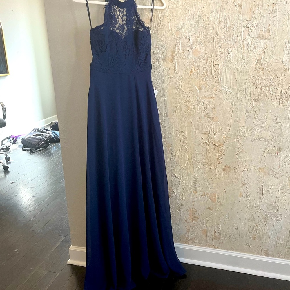 Lulus Dance All Evening Navy Blue Lace Maxi Dress Size XS - Picture 4 of 7